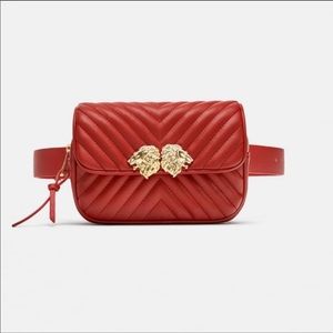 Red Leather Zara Crossbody Belt Bag